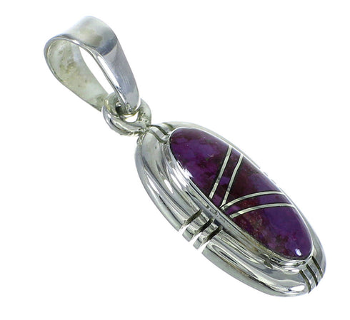Authentic Sterling Silver And Magenta Turquoise Inlay Southwest Pendant YX67051